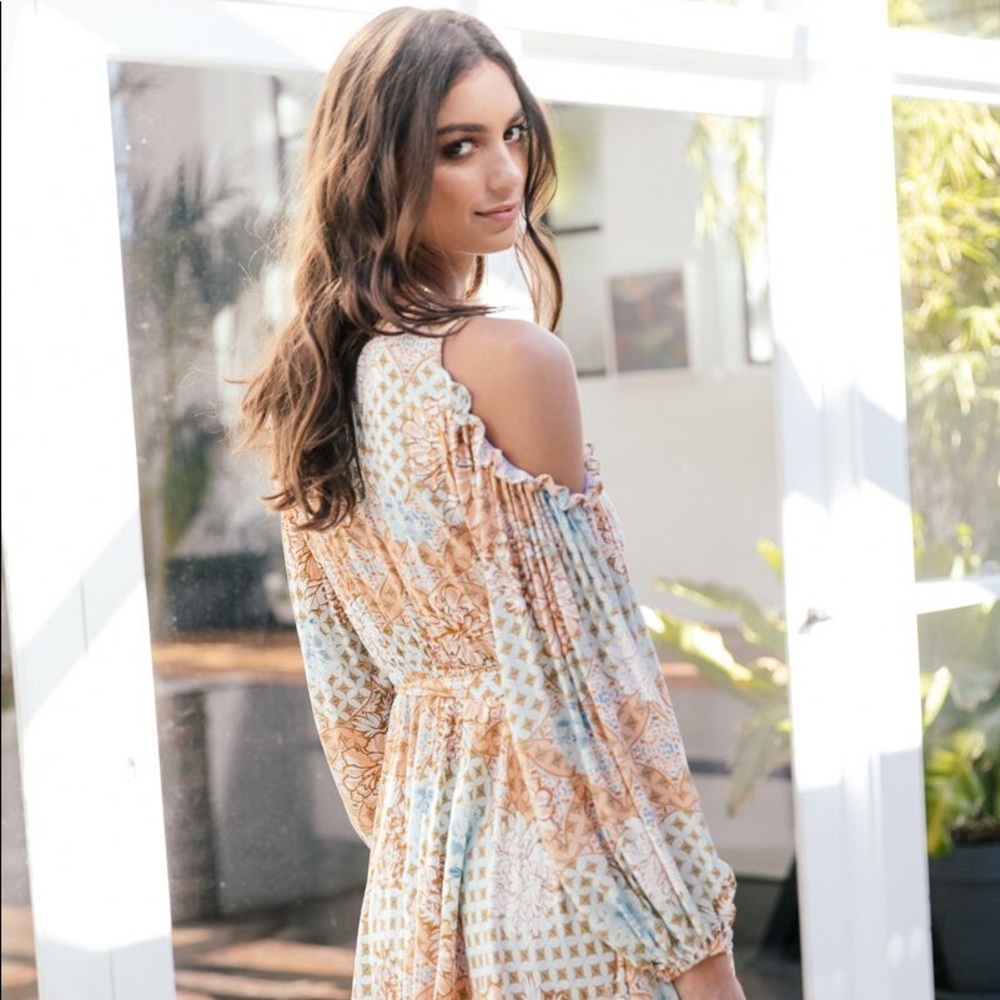 CRYSTAL MAYA PRINT MINI DRESS OPEN SHOULDER JAASE - Picture 5 of 8